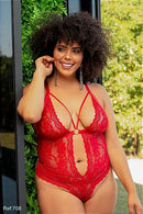 Body Sensual Luxo Rendado Trançado no Decote - BRANCO (Segredo)