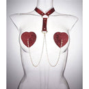 Nippler Cover Protetor de Mamilos em Forma de Coração, Choker e HARNESS - Vermelho